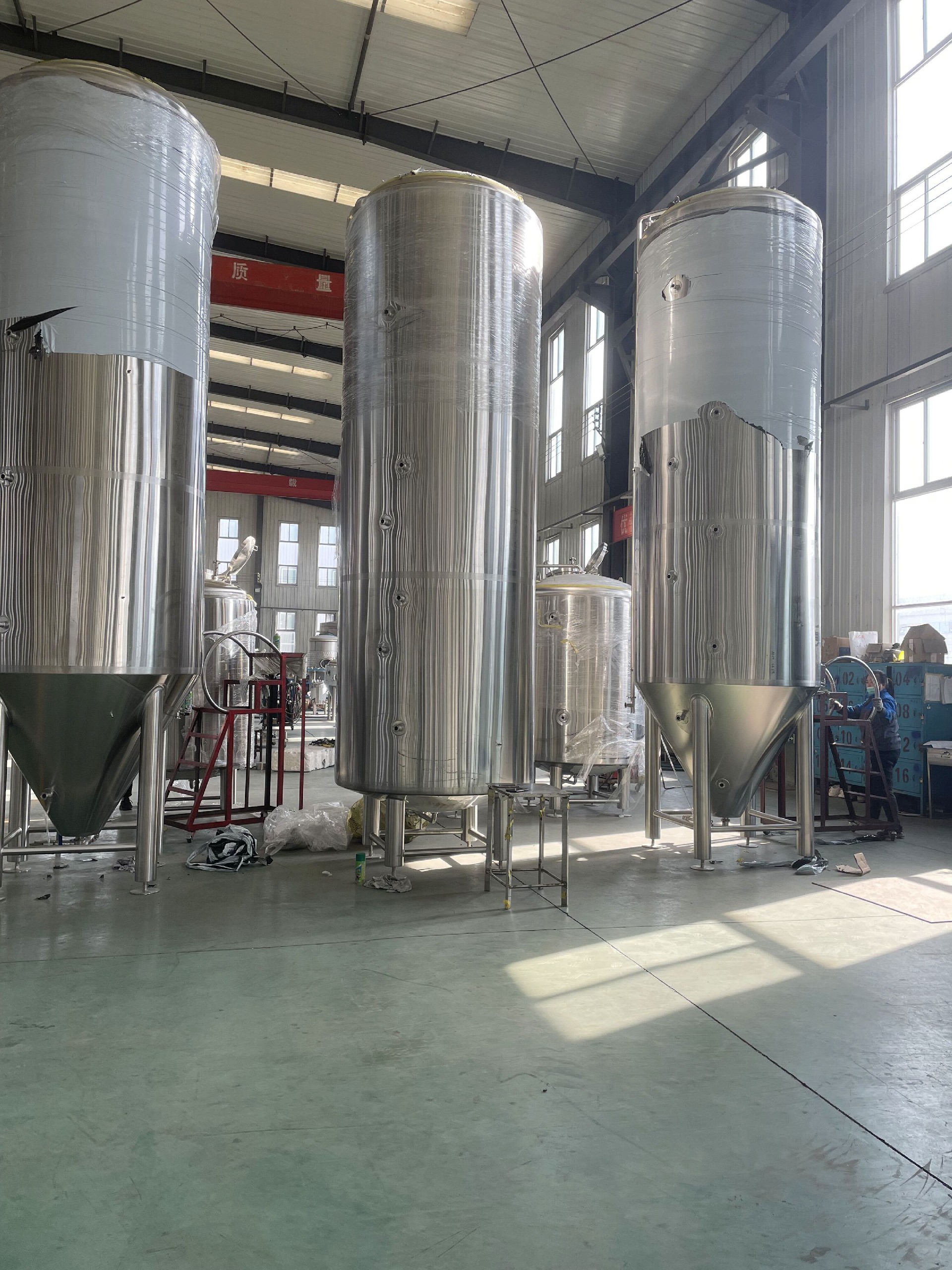 5000L 10000L 20000L stainless steel cooling jacketed beer fermentation tank